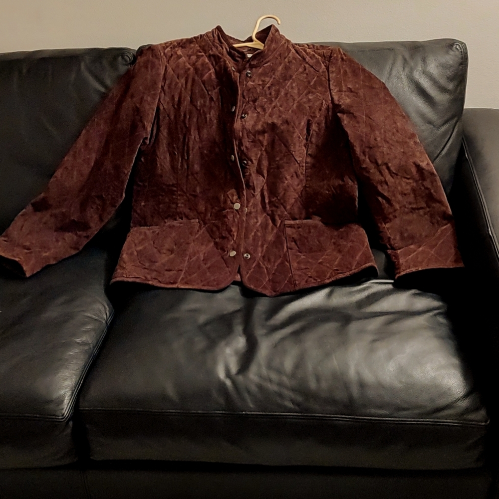 Charter Club Leather Quilted Jacket Car Coat XL Women's
